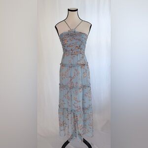 NWT Few Moda Blue Floral Maxi Dress Size 0 Romantic Flowy Cottagecore